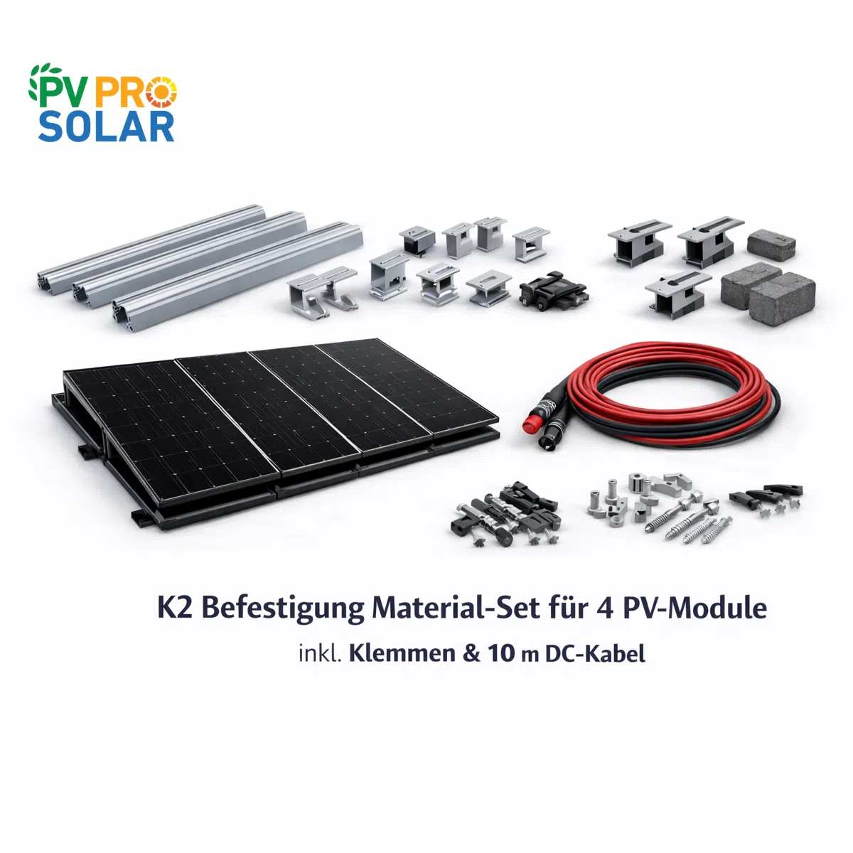 K2 Befestigungsset für vier Solarmodule