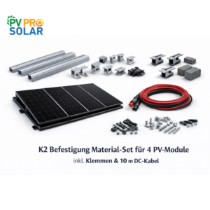 K2 Befestigung Material-Set für 4 PV-Module inkl. Klemmen & 10 m DC-Kabel