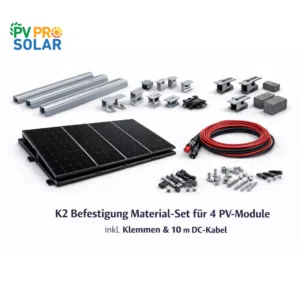 K2 Befestigung Material-Set für 4 PV-Module inkl. Klemmen & 10 m DC-Kabel