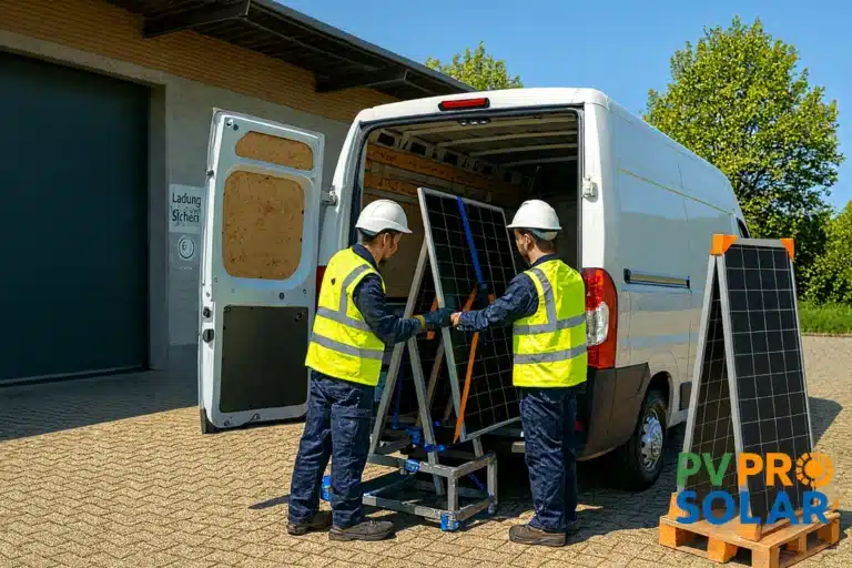 pv module auf dach transportieren